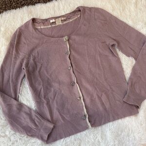 NWT Nougat London lilac purple cardigan with rhinestone button charms size 3